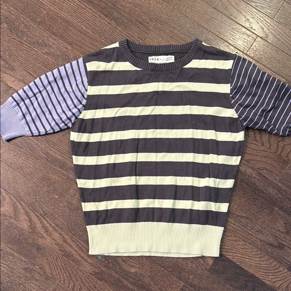 Striped Women's Top by - Black and Cream